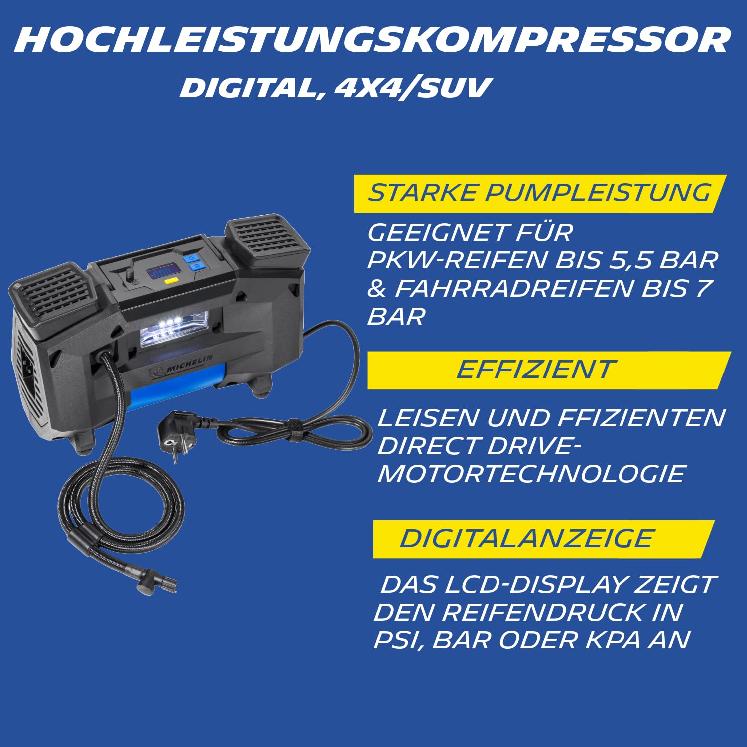 michelin-luftkompressor-220v-tragbar-digital-mit-led-licht-und-3-adaptern image 3