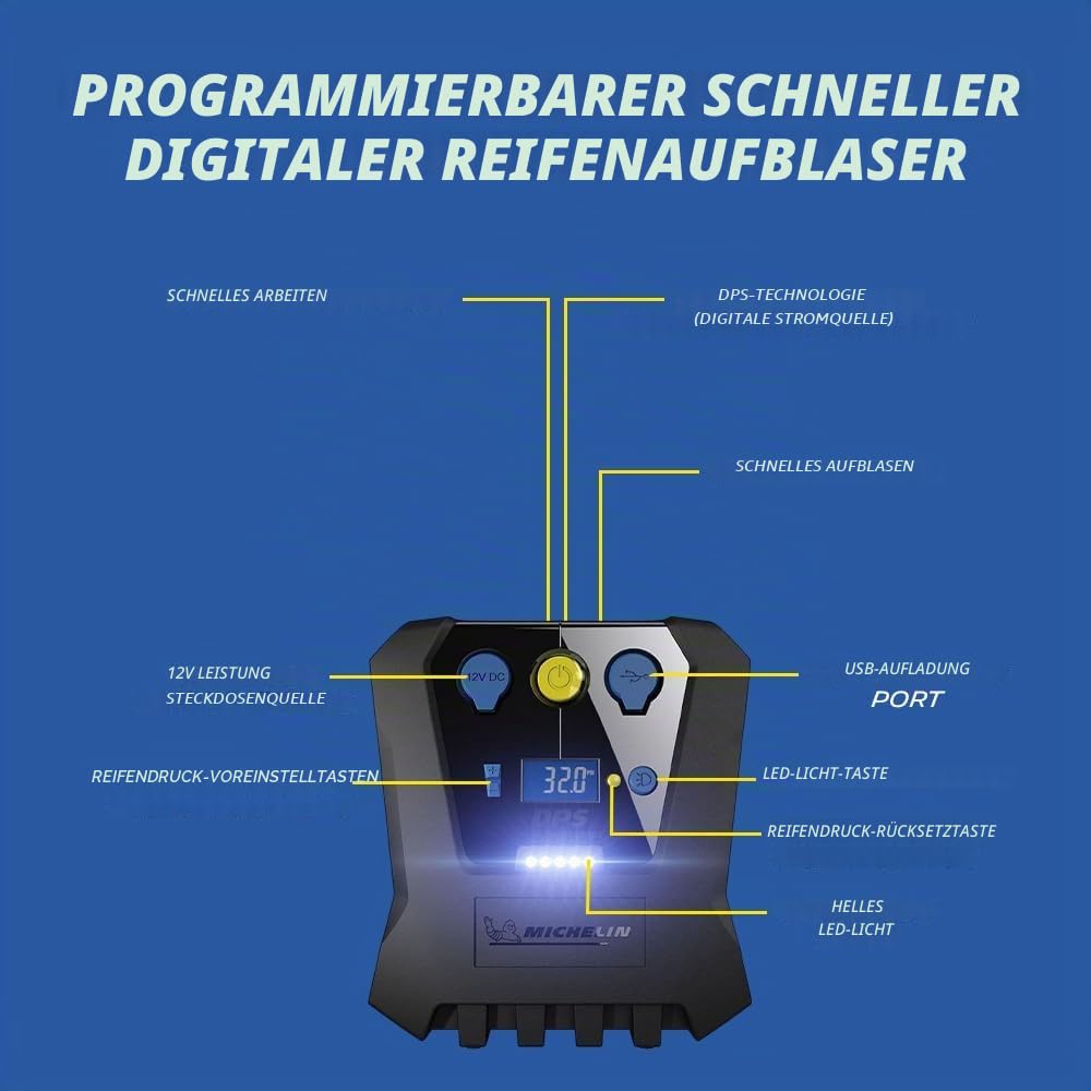 michelin-programmierbarer-12v-luftkompressor-digitaler-reifenf-ller-mit-led image 3