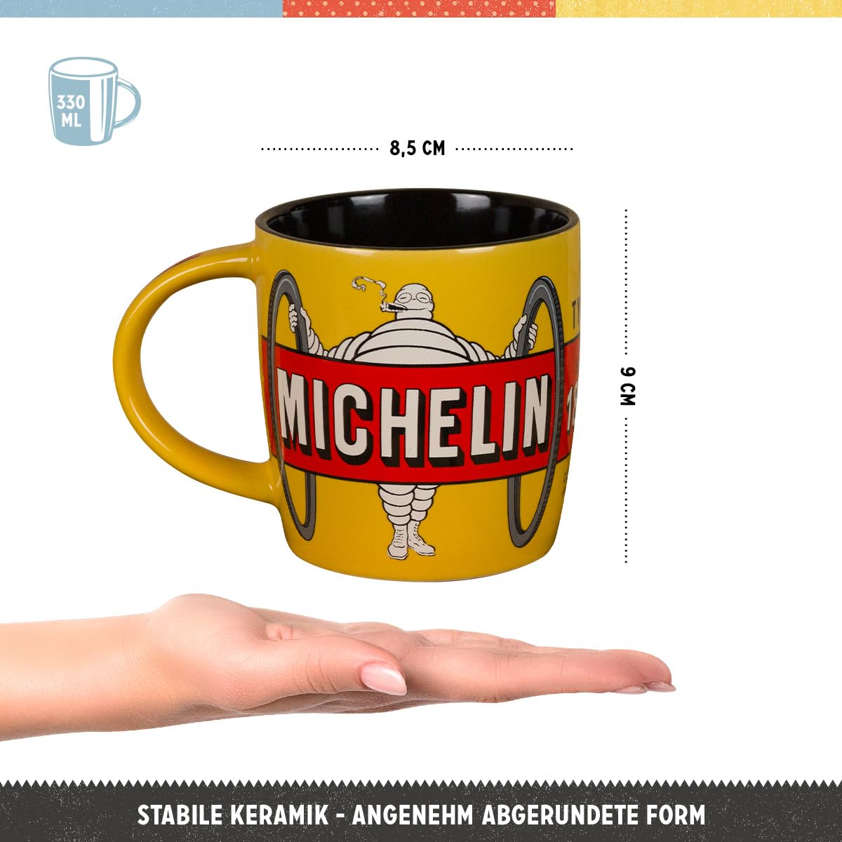 nostalgic-art-retro-kaffeebecher-330-ml-michelin-tyres-bibendum-yellow image 2