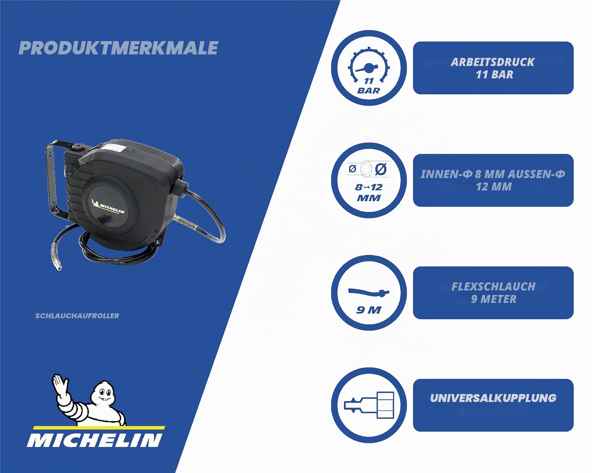 michelin-automatischer-schlauchaufroller-9-m-pvc-schlauch-mit-universalanschluss image 2