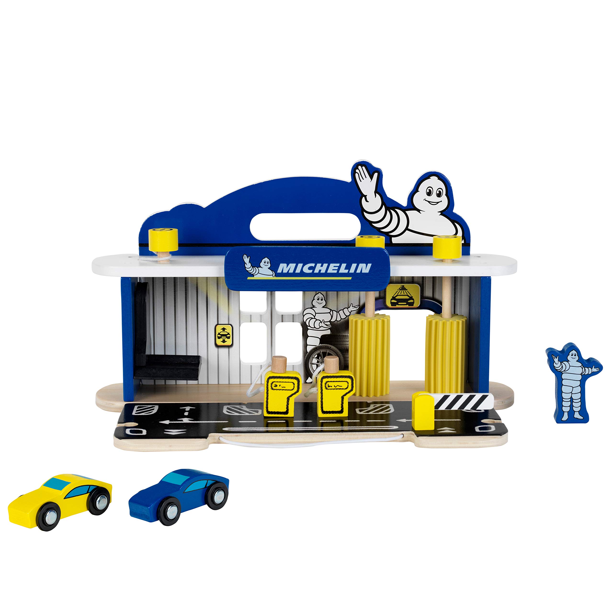 theo-klein-3403-michelin-service-station-aus-holz-mit-2-autos-inkl-hebeb-hne-und image 4