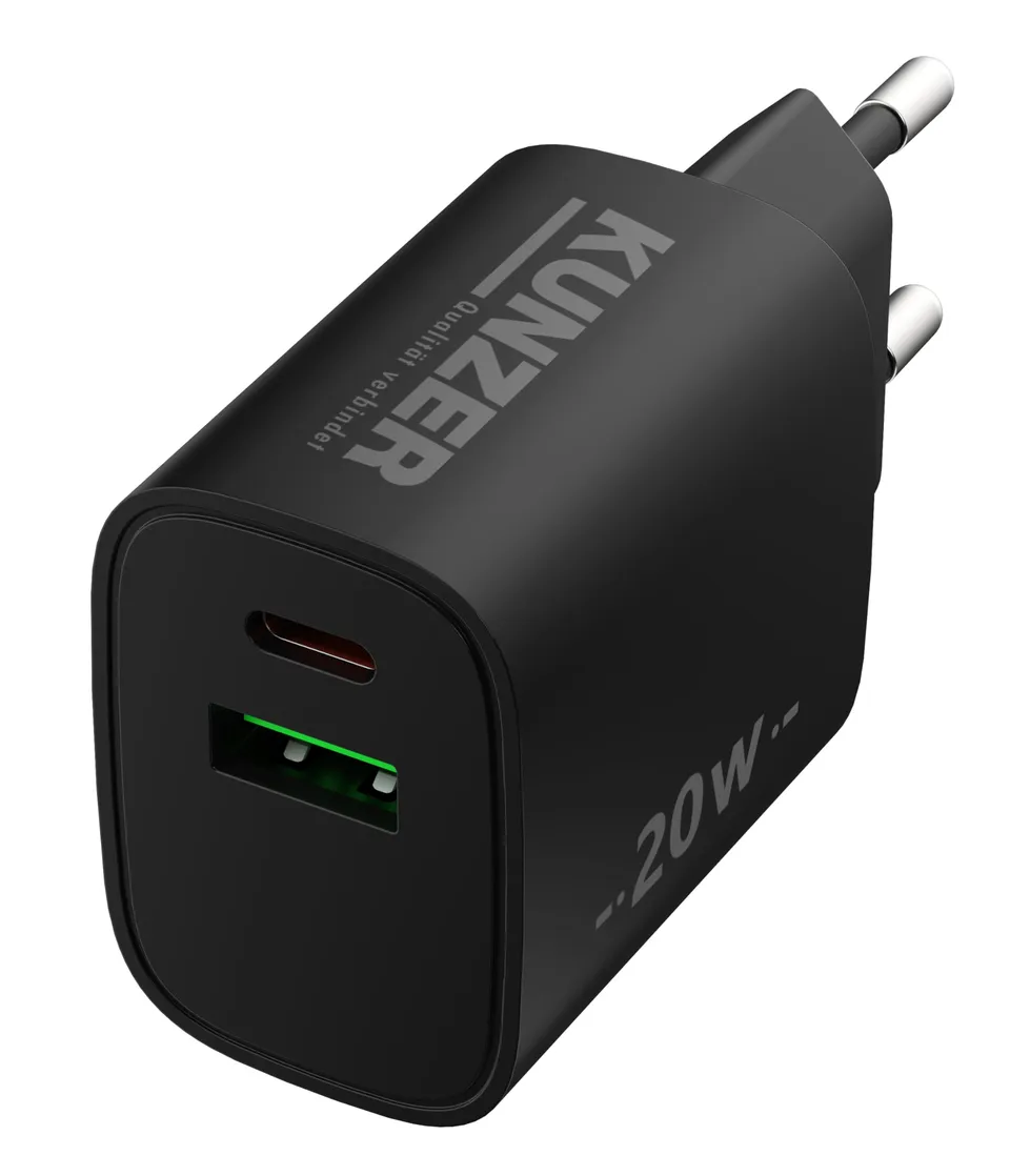 kunzer-7usbl230-2-usb-steckernetzteil-230-v-20-w-mit-dual-ausgang-usb-c-und-usb- image 1
