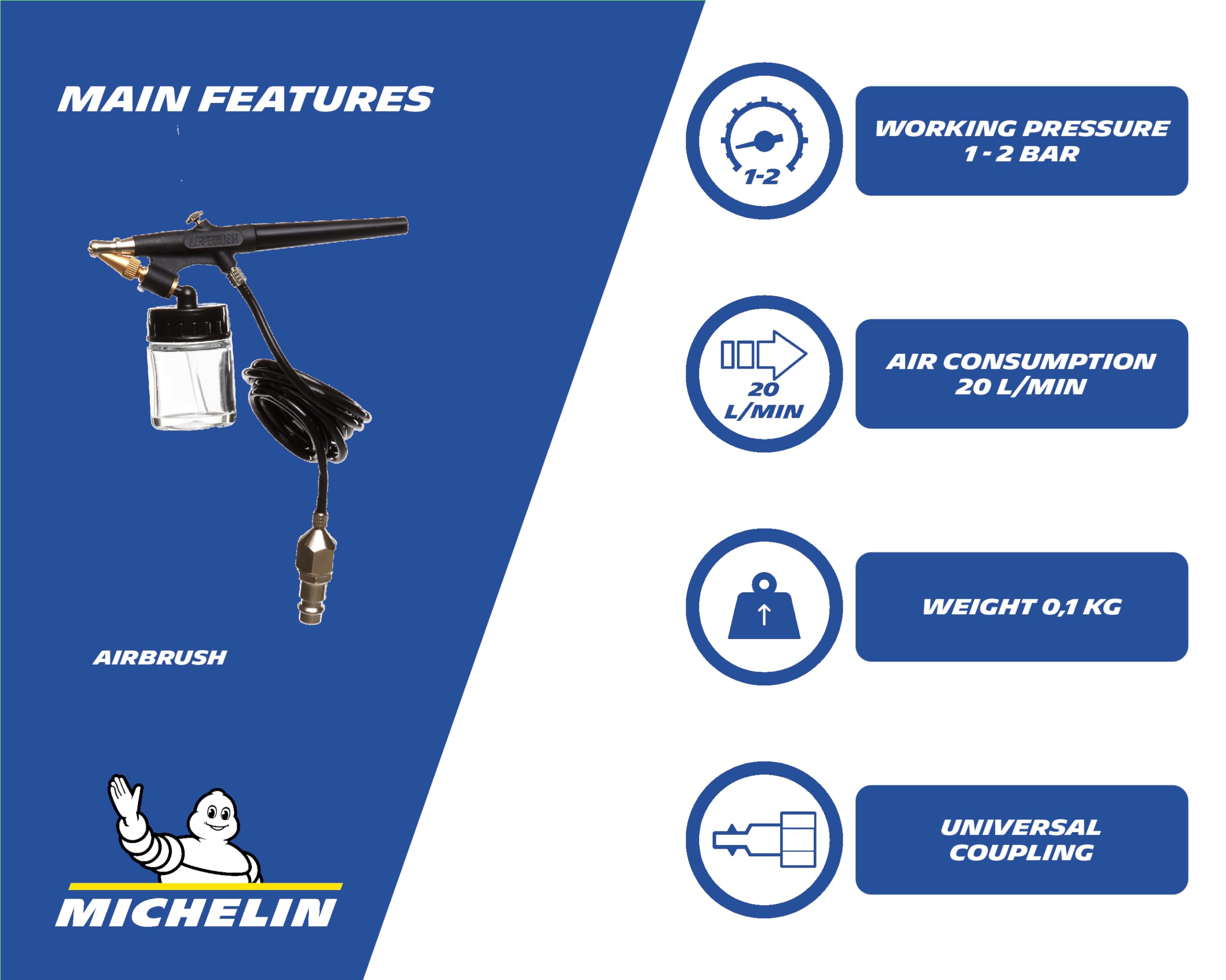 michelin-compact-airbrush-kit-mit-schlauch-2-farbkanister-tragetasche-maximaler- image 2