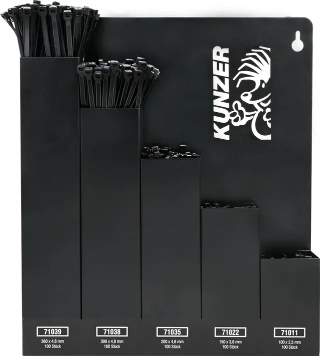 kunzer-7kbs500-kabelbindersortiment-500-st-ck-mit-wandhalter-aus-stahl-schwarz-l image 1