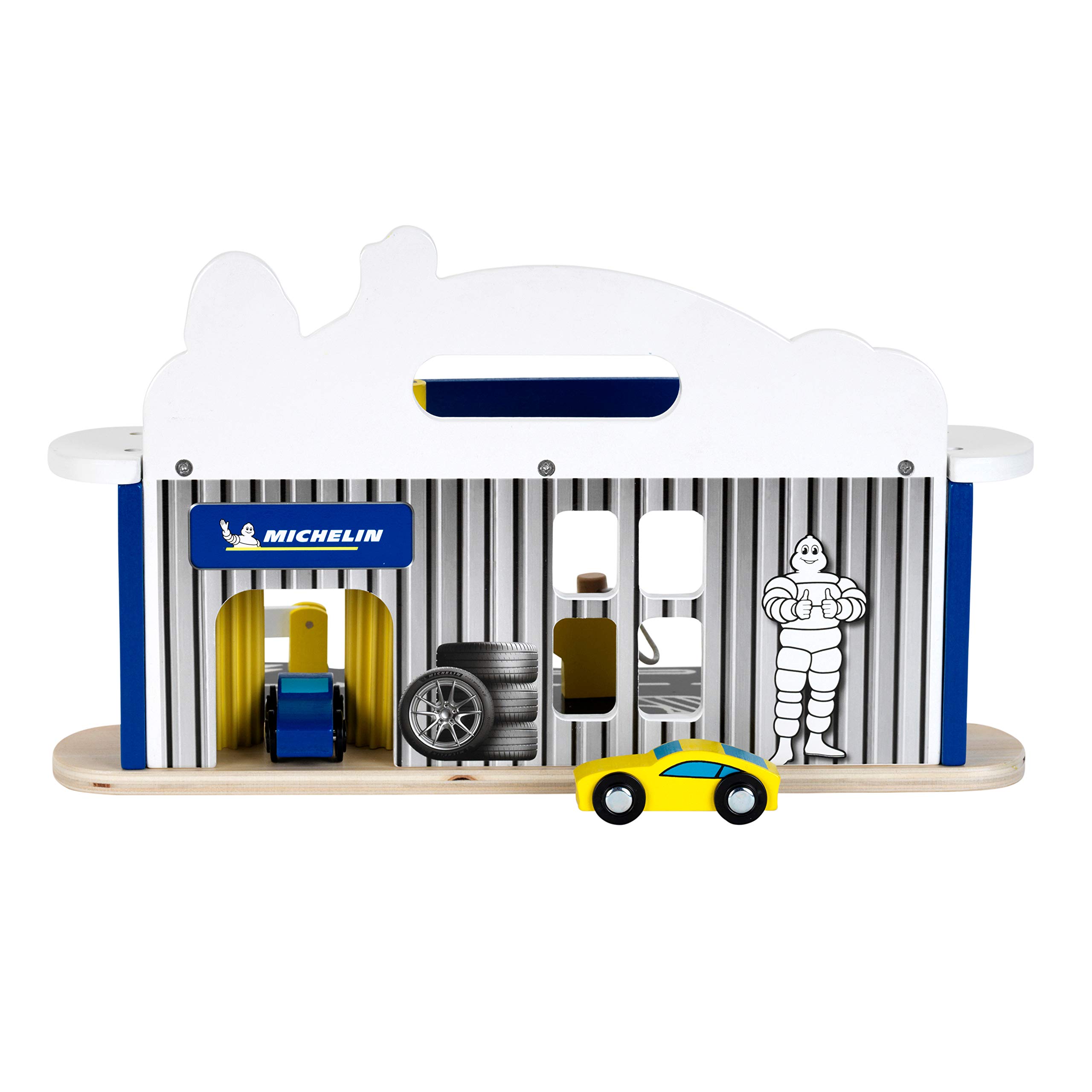 theo-klein-3403-michelin-service-station-aus-holz-mit-2-autos-inkl-hebeb-hne-und image 5