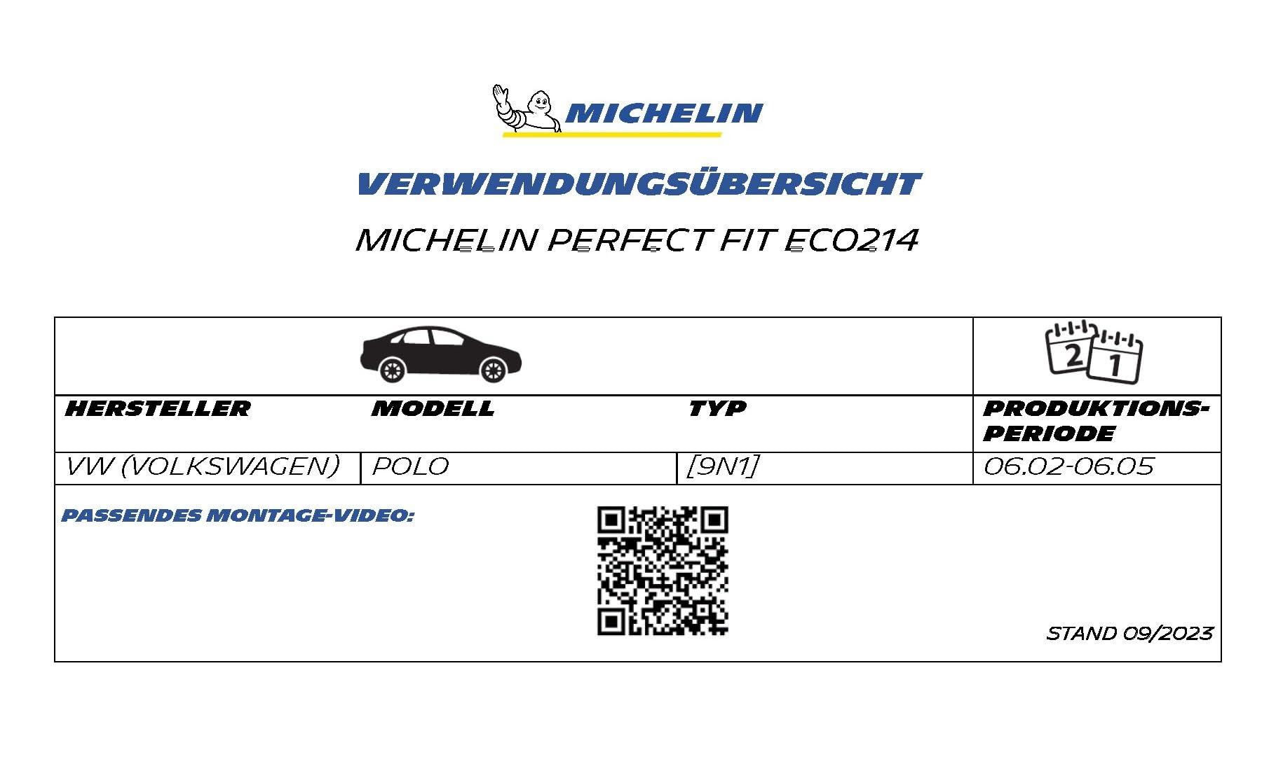 michelin-perfect-fit-214-scheibenwischer-set-f-r-vw-polo-9n1-530-400-mm-gelenkfr image 2