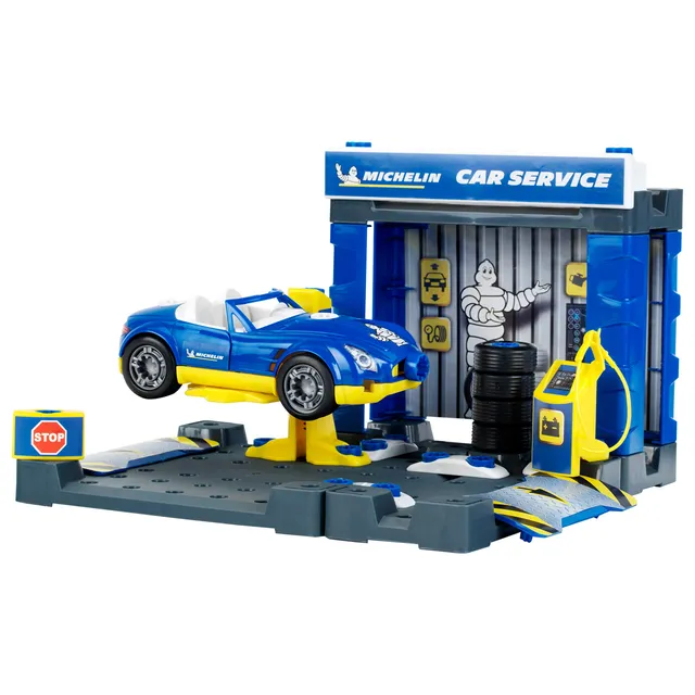 theo-klein-3408-michelin-service-station-geb-ude-und-auto-mit-schraubsystem-demo image 1