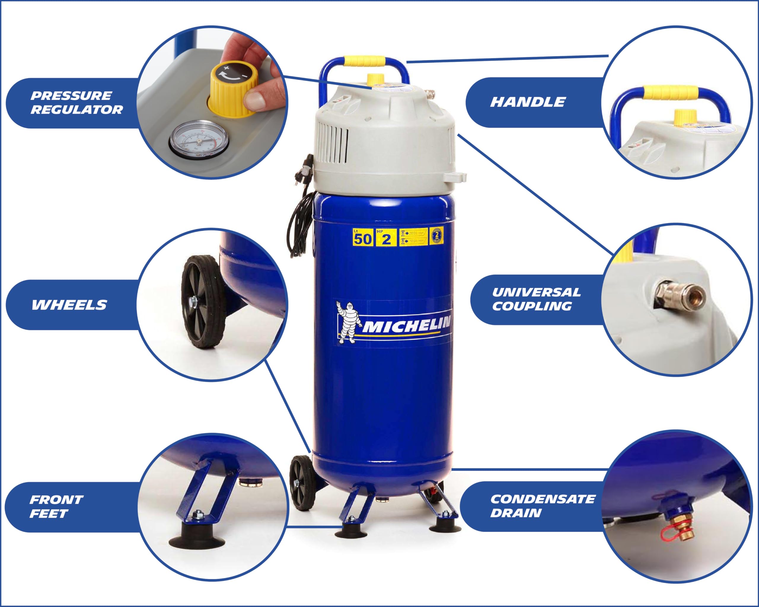 michelin-mvx50-2-vertikaler-druckluftkompressor-lfrei-50-liter-10-bar-2-ps image 3