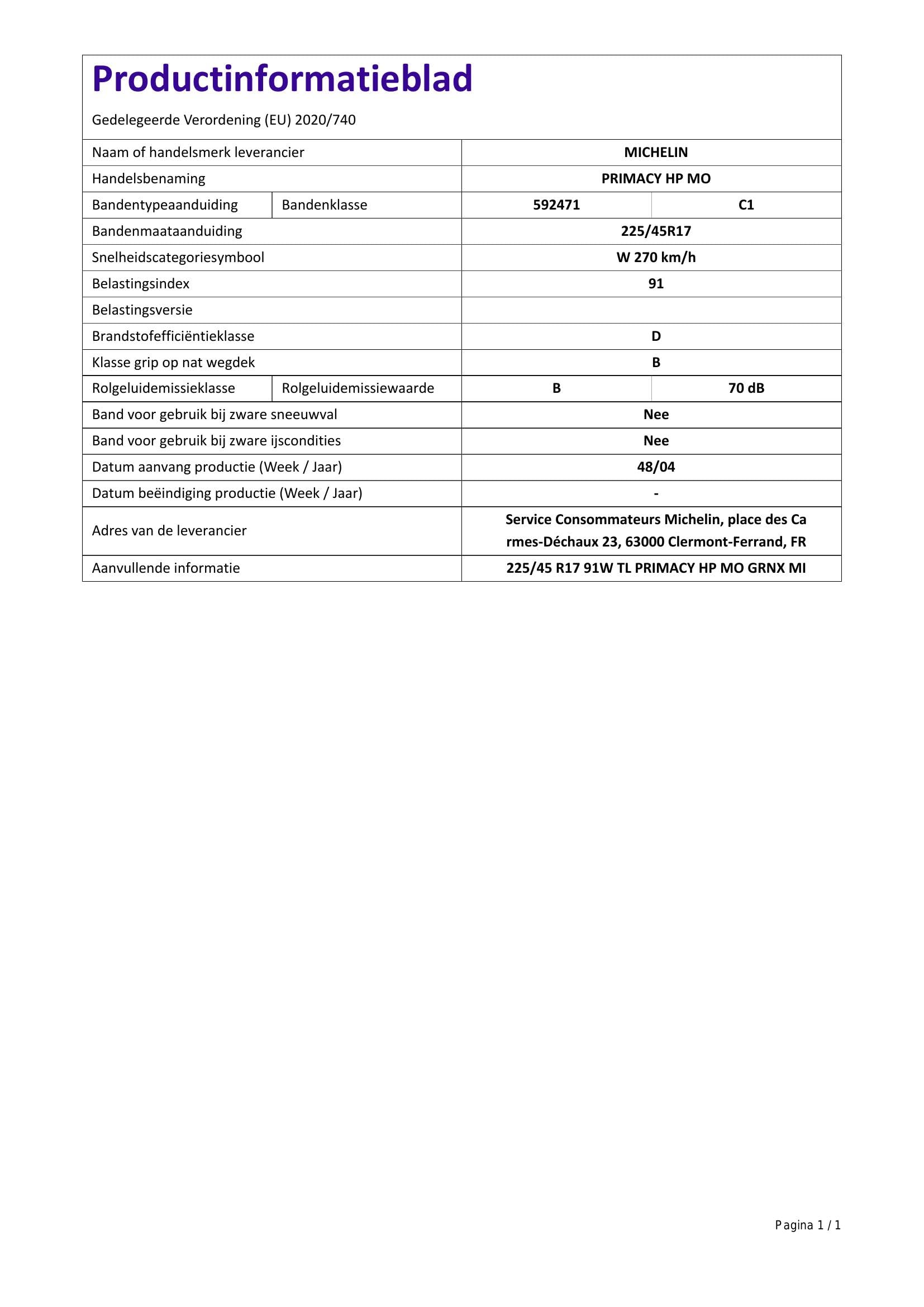 michelin-primacy-hp-fsl-225-45r17-91w-sommerreifen-mo-fsl-kennung-kraftstoffeffi image 2