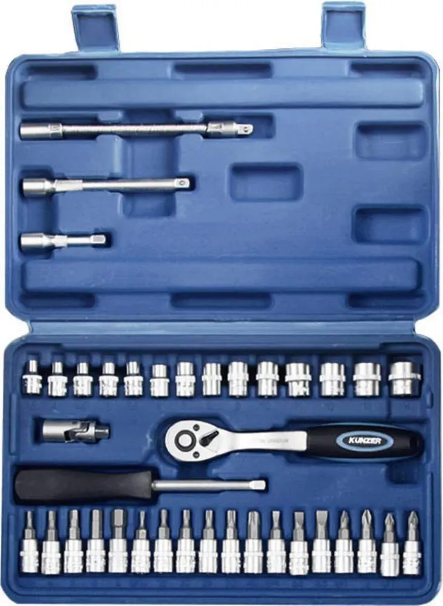 kunzer-71438-steckschl-sselsatz-1-4-zoll-38-teilig-chrom-vanadium-stahl-mit-umsc image 1