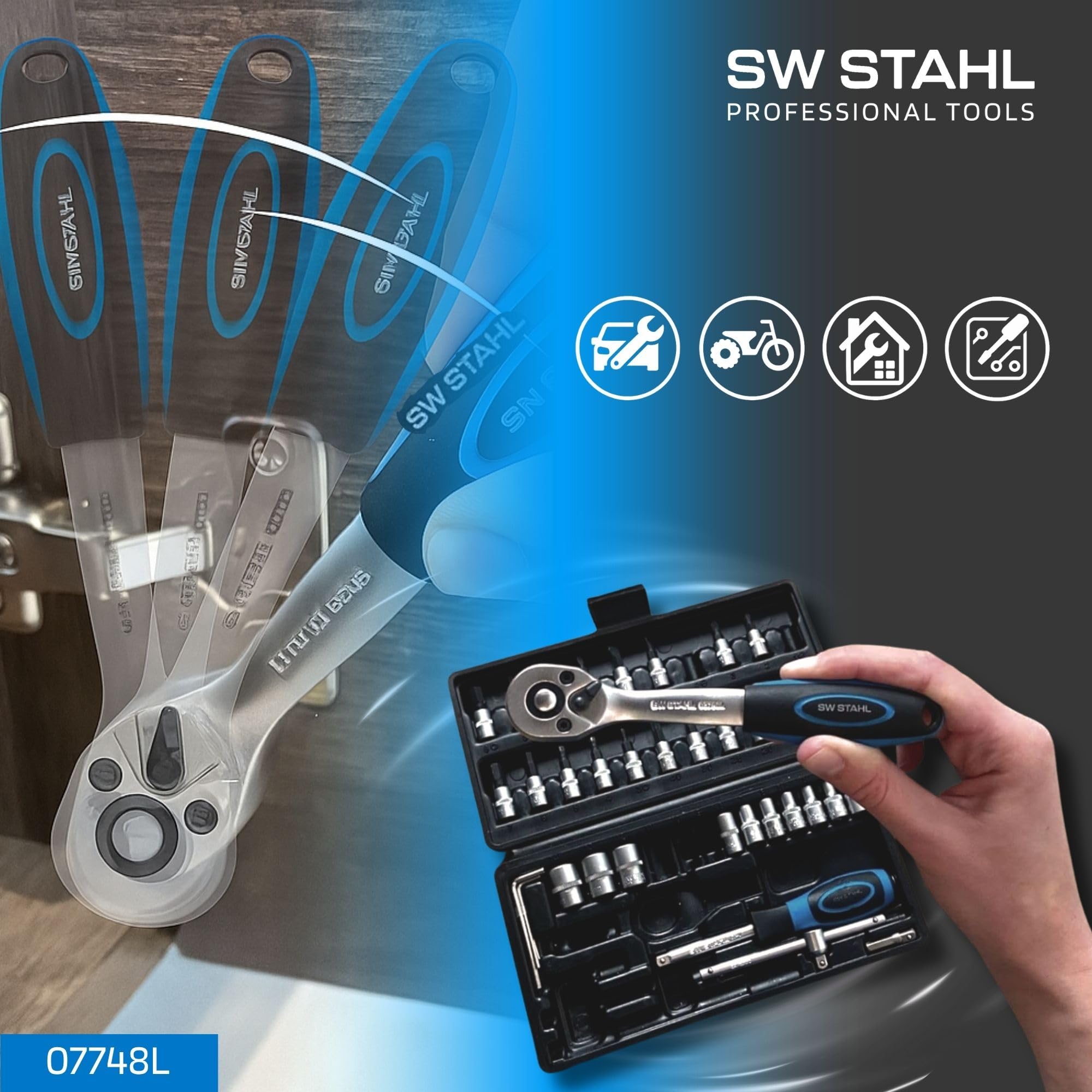 sw-stahl-07748l-steckschl-sselsatz-1-4-zoll-48-teiliger-werkzeugkoffer-mit-72-za image 3